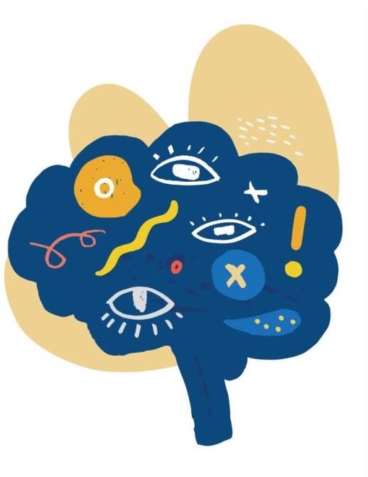 illustration d'un cerveau rempli de pensées