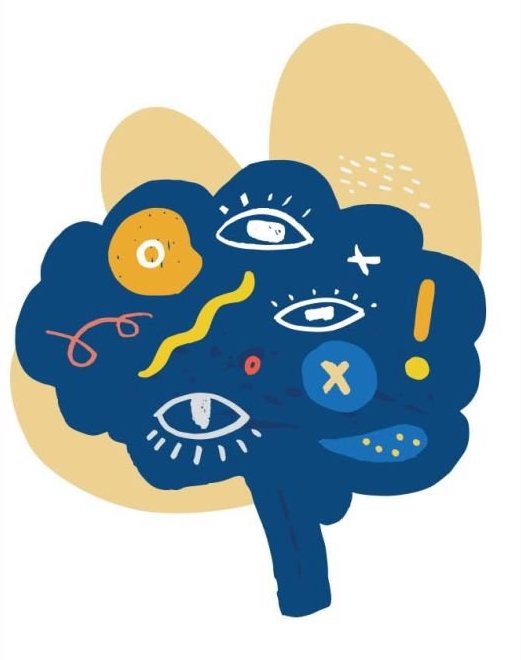 illustration d'un cerveau rempli de pensées en tout genre